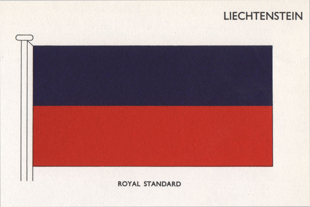 LIECHTENSTEIN FLAGS. Royal Standard 1958 old vintage print picture